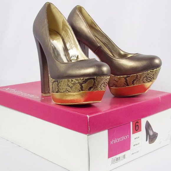 Xhilaration SKYLAH Metallic Platform Heels Sz 6 - Picture 6 of 6
